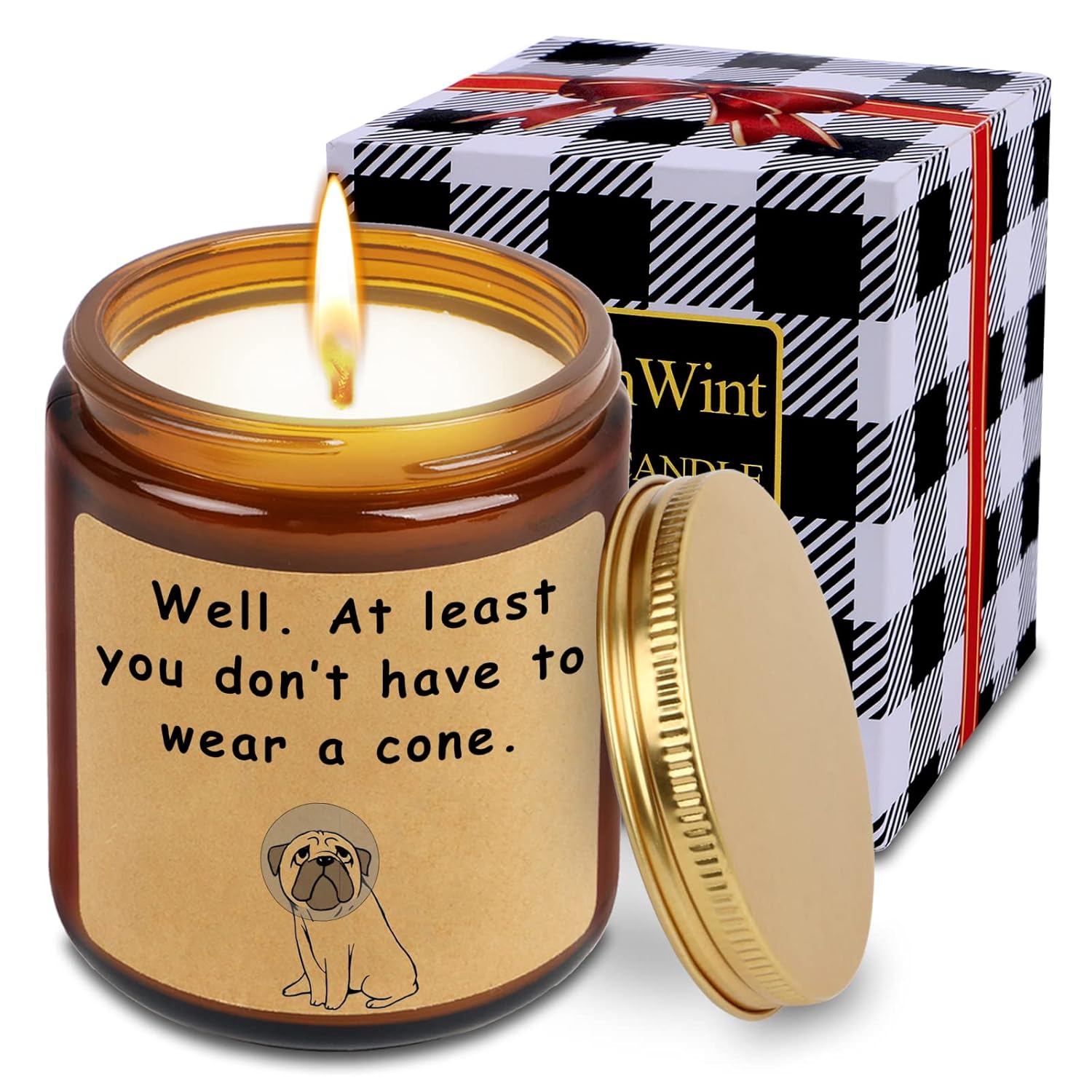 Get Well Soon Gifts For Women, Feel Better Gift For Women Men, Cheer Up Gift After Surgery Recovery At Least You Dont Have To Wear A Cone Candle Scented Candle Gifts For Women
