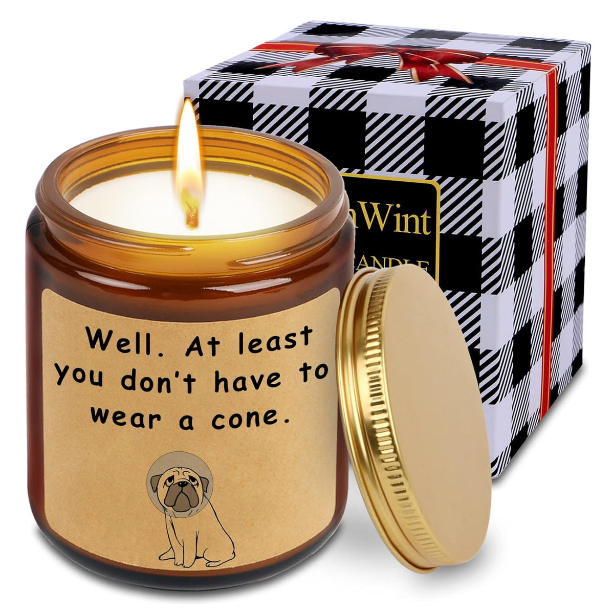 Get Well Soon Gifts For Women, Feel Better Gift For Women Men, Cheer Up Gift After Surgery Recovery At Least You Dont Have To Wear A Cone Candle Scented Candle Gifts For Women