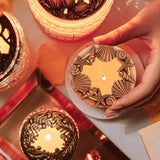 Candle Toppers - Scented Jar Lids, Shades, Sleeves With Shell Starfish Pattern - Accessories For Women, Help Melt Evenly - Gold