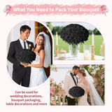50 Pcs Black Roses Artificial Flowers, Fake Roses Bouquet, Artificial Black Rose With Stems For Diy Wedding Flowers Decoration, Valentines Day Mothers Day, Bridal Bouquet Rose