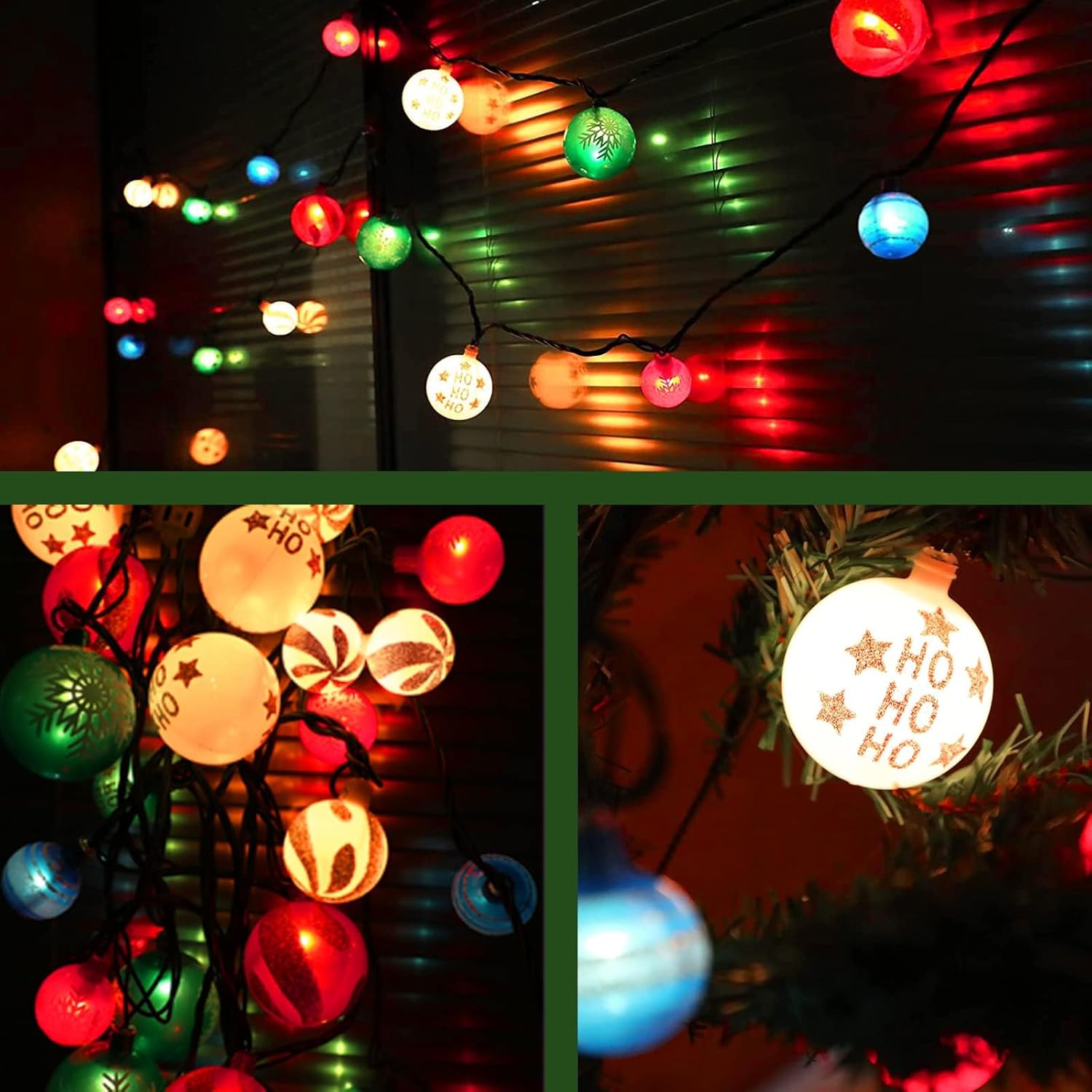 Christmas Ball Ornament Lights, 28Ft 25 Bulbs Tree String Lights, Indoor Plug-In Expandable Wire For Holiday Party