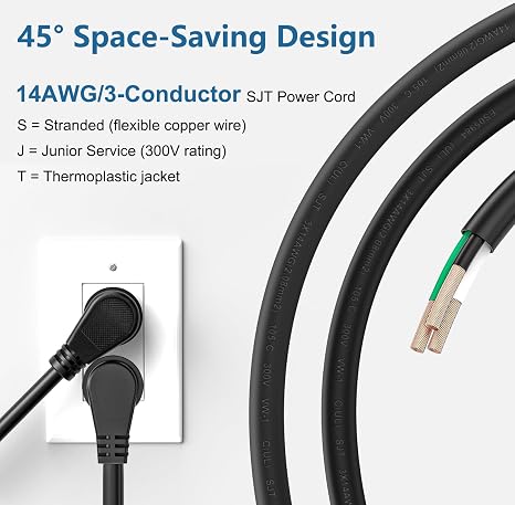 4000J Surge Protector Power Strip Heavy Duty Metal 6 Ft 14AWG Extension Cord