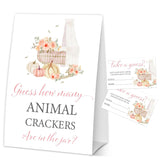 Thanksgiving Baby Shower Game Tickets, Guess How Many Animal Crackers Games, Fall Pumpkin Sign Decoration, Funny Party Games, 1 Sign With 50 Guess Cards-A08