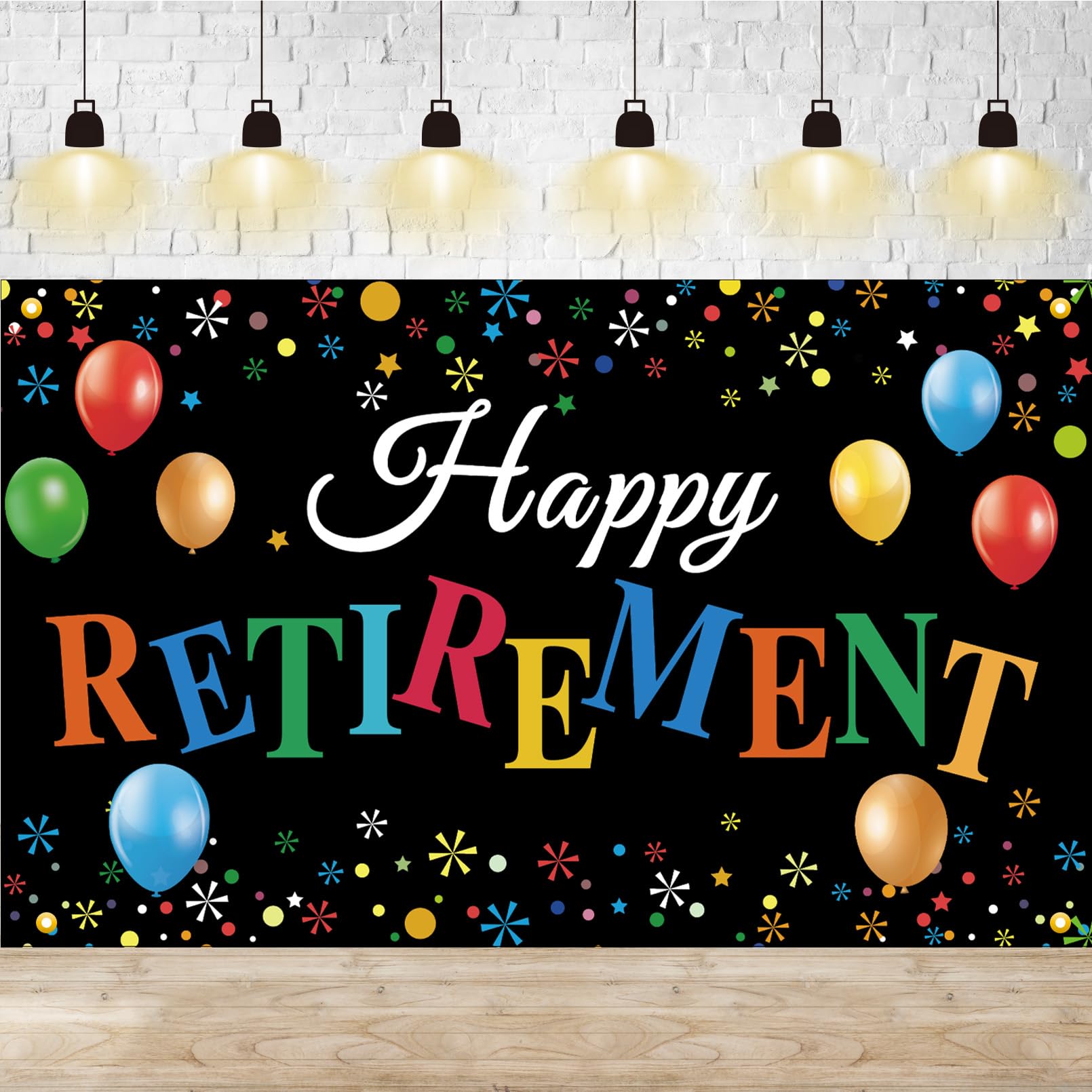 Retirement Banner, Large Happy Retirement Banner Backdrop, Farewell Party Decorations, for Women, Men, Teacher Indoor Outdoor Retire Party Favor Supplies, Photo Booth Photography Background