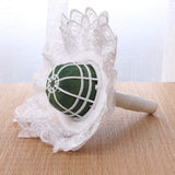 Bride Bouquet Holder, Diy Wedding Foam Bouquet Handle, Home Exquisite Supplies With Lace Trim, Fresh Artificial Flower Holder Decoration(White)