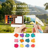 Mini Watercolor Paint Set, Pocket Watercolor Set With Paint, Travel Paint Kit,Brush, Sketchbook & Copper Clip, Watercolor Travel Kit For Beginners, Artists & Painting Enthusiasts
