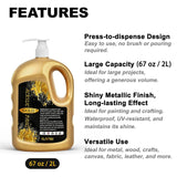 1/2 Gallon (67 Oz) Gold Acrylic Paint Metallic?Extra-Large 2 Quarts Gold Leaf Paint For Art Painting, Hand-Crafts, Non-Toxic, Non-Fading For Canvas, Wood, Fabric, Ceramic, Stone