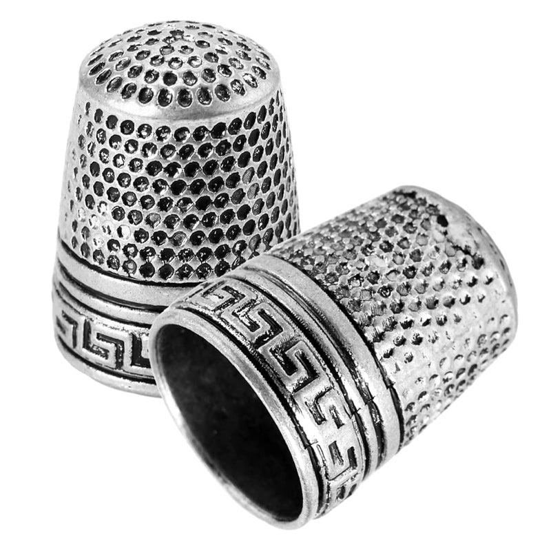 Silver Sewing Thimble, 2Pcs Metal Fingertip Protector, Finger Shield Quilting