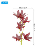 7 Inch Artificial Orchid Flower, 24 Pcs Floating Candles Simulation Flower Cylinder Vase Fillers For Home Wedding Decoration, Burgundy
