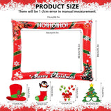 Christmas Party Photo Booth Props Frame, Red Christmas Inflatable Selfie Photo Frame, With 32 Pcs Funny Christmas Photo Booth Props, For New Year, Christmas Party Decoration Supplies?Red?