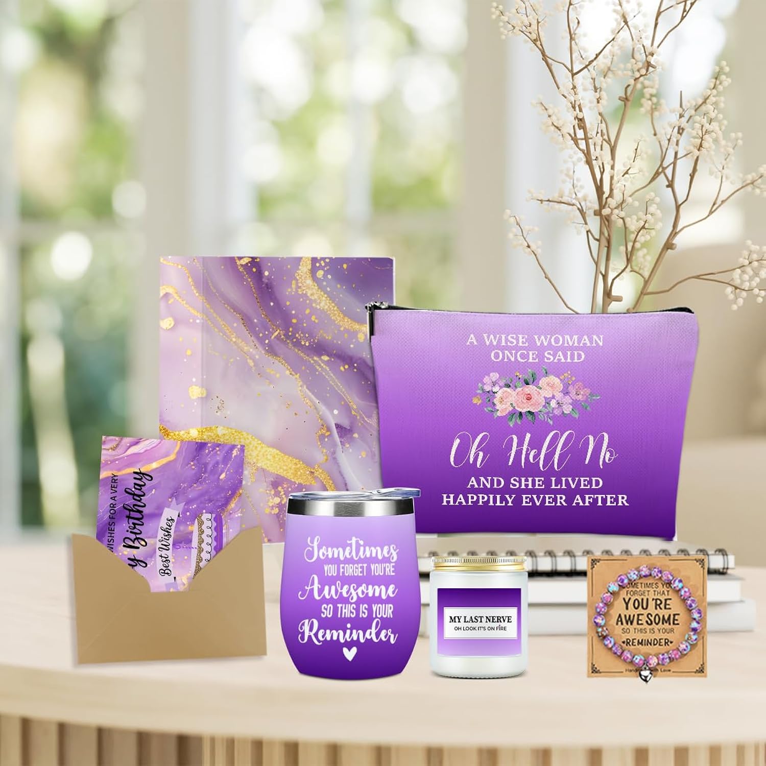 Birthday Gifts For Women Friendship, Funny Best Friend Birthday Gifts For Women Girls Friends Sister Mom Coworker Boss Christmas Wine Tumbler Coffee Mug Makeup Bag Bracelets Scented Candle