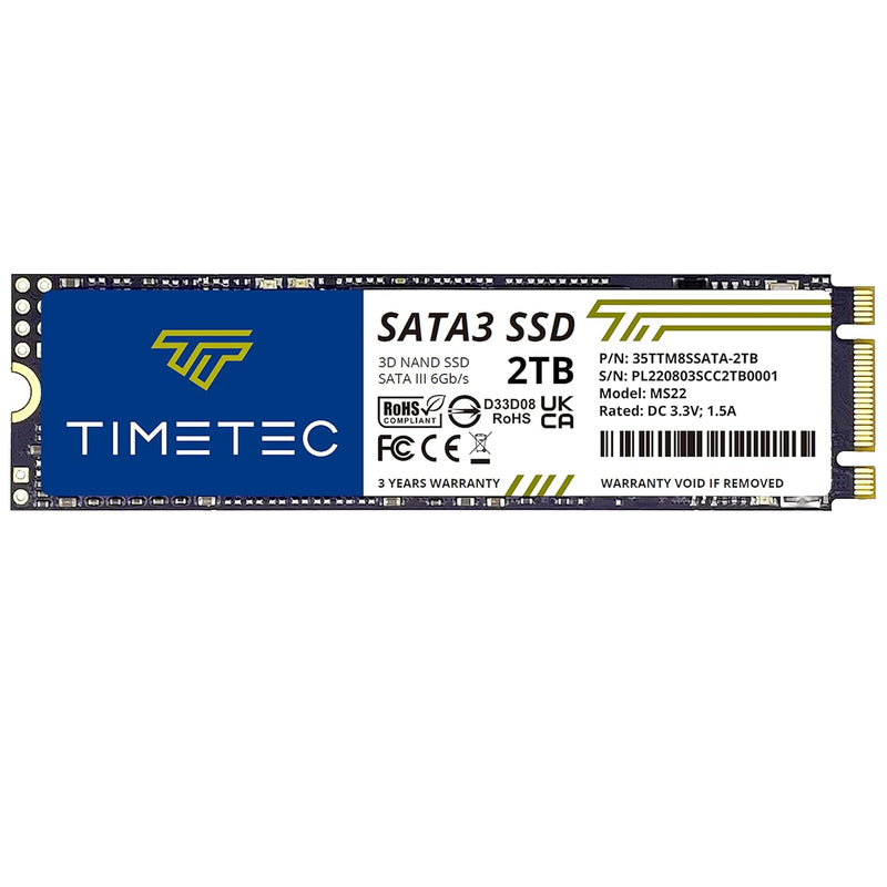 Timetec 2TB SSD 3D NAND QLC SATA III 6Gb/s M.2 2280 NGFF Read Speed Up to 550M