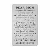 Mom Gifts From Daughter - Engraved Metal Mom Wallet Card - Moms Birthday Mother'S Day Card Gift From Daughter