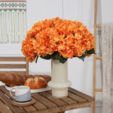 Orange Hydrangea Artificial Flowers - 5 Pcs Realistic Single 18.7 In Long Stem Fake Silk Hydrangea Bouquets For Party Wedding Centerpieces Home Office Decor