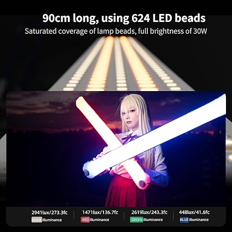 30W Handheld RGB LED Tube Light 35.5 Inch Inflatable Waterproof Photography Studio Light with Magnetic Mount