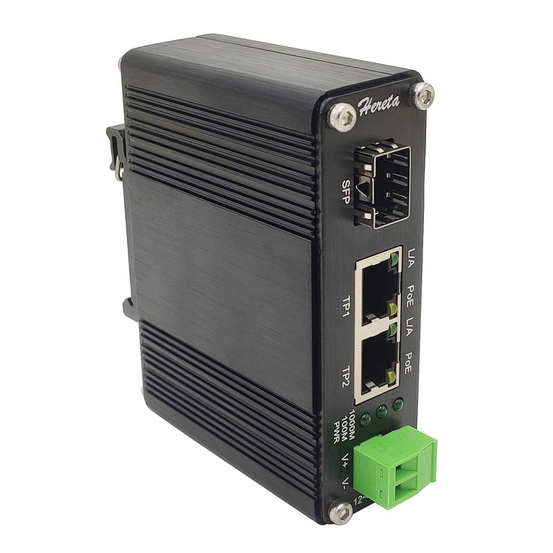 Gigabit Industrial Ethernet Media Converter Poe+ 30W Aluminum Case 2 Rj45 Port