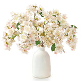 Artificial Cherry Blossom Branches 6Pcs Fake Flowers Artificial Faux Silk Flowers Plum Tree Blossom Fake Plants Arrangement For Spring Diy Home Wedding Table Office Vase Decor (White)