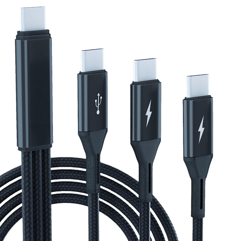 Usb C Splitter Cable,Usb C Male To 3 Type-C Male Charge Cable,3 In 1 Nylon Bra