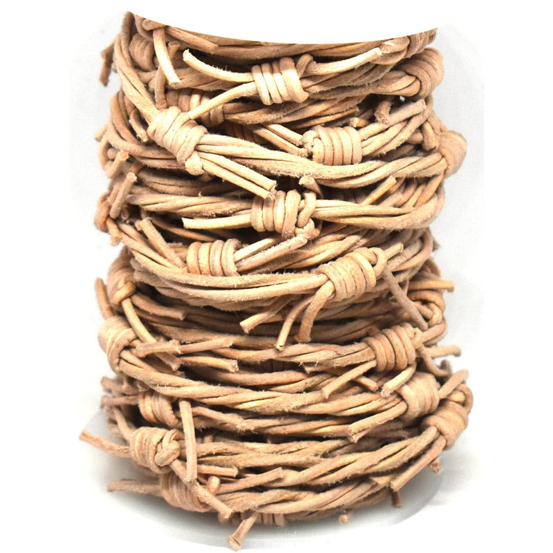 Fake Barbed Wire Made From 3 Strands 1.8Mm Natural Untreated Leather Cord 10 M