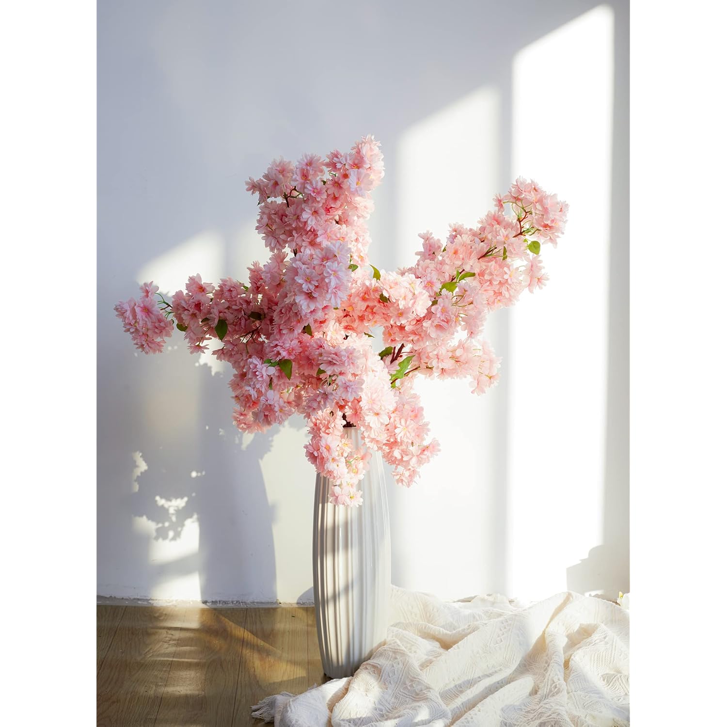 6Pcs Cherry Blossom Branches, Artificial Fake Flowers Stems Silk Tall Flower Arrangement Cherry Blossom Decor For Home Wedding Centerpieces Decoration(Pink)