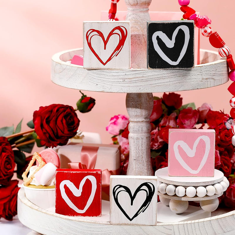 5 Pcs Valentine'S Day Decor Valentine'S Day Tiered Tray Decor Heart Wo