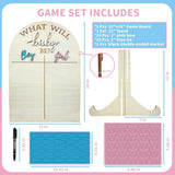 Wooden Baby Gender Reveal Voting Board, Gender Reveal Decorations With Stand - Boy Or Girl Guessing Game Sign - Cute Pink Bow & Blue Necktie Design Gender Reveal Games For Party Guests