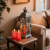Battery Operated Candles With Remote, 2 Pcs Timer Flickering Led Fake Candles, Flameless Candle With Crystal Shell And Embedded Glitter For Wedding, Home & Christmas Decor, Red