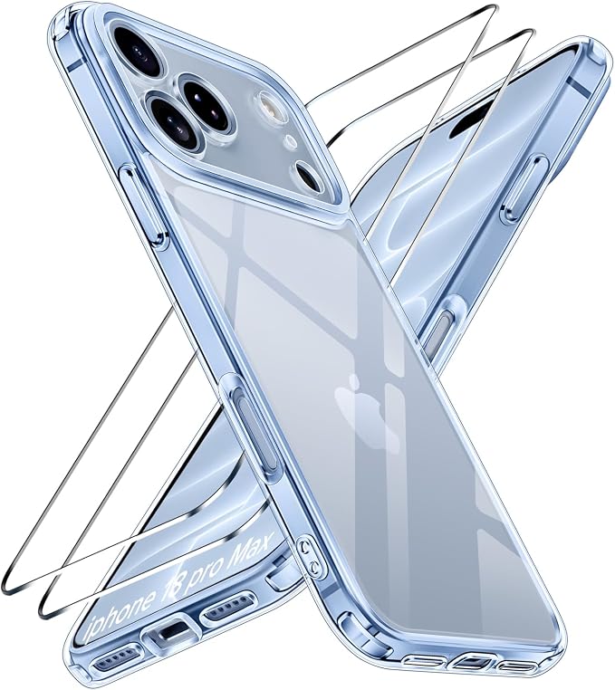 3 in 1 Case for iPhone 18 Pro Max 6.9 Inch Clear Blue Transparent Protective Cover