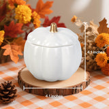 Fall Candles With Ceramic Pumpkin Jar-Pumpkin Spice Candle For Home, Autumn Pumpkin Candle Decor- Halloween Thanksgiving Gift ?White?