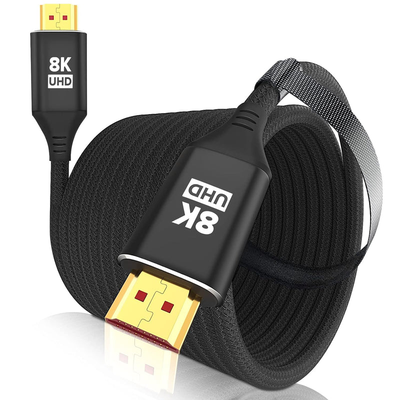 8K Hdmi 2.1 Cable 20Ft, 48Gbps Ultra High Speed Black Braided Hdmi Cord - Get