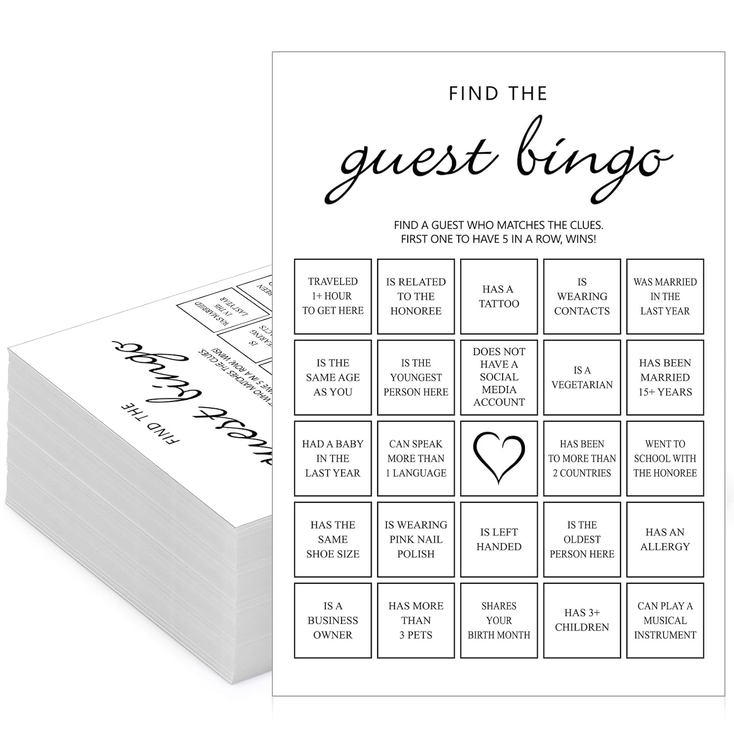 50 Pcs Bridal Shower Games Find The Guest Bingo Cards Baby Shower Games For 50 Gueset Bridal Party Favors For Bachelorette Engagement Party Wedding Decorations