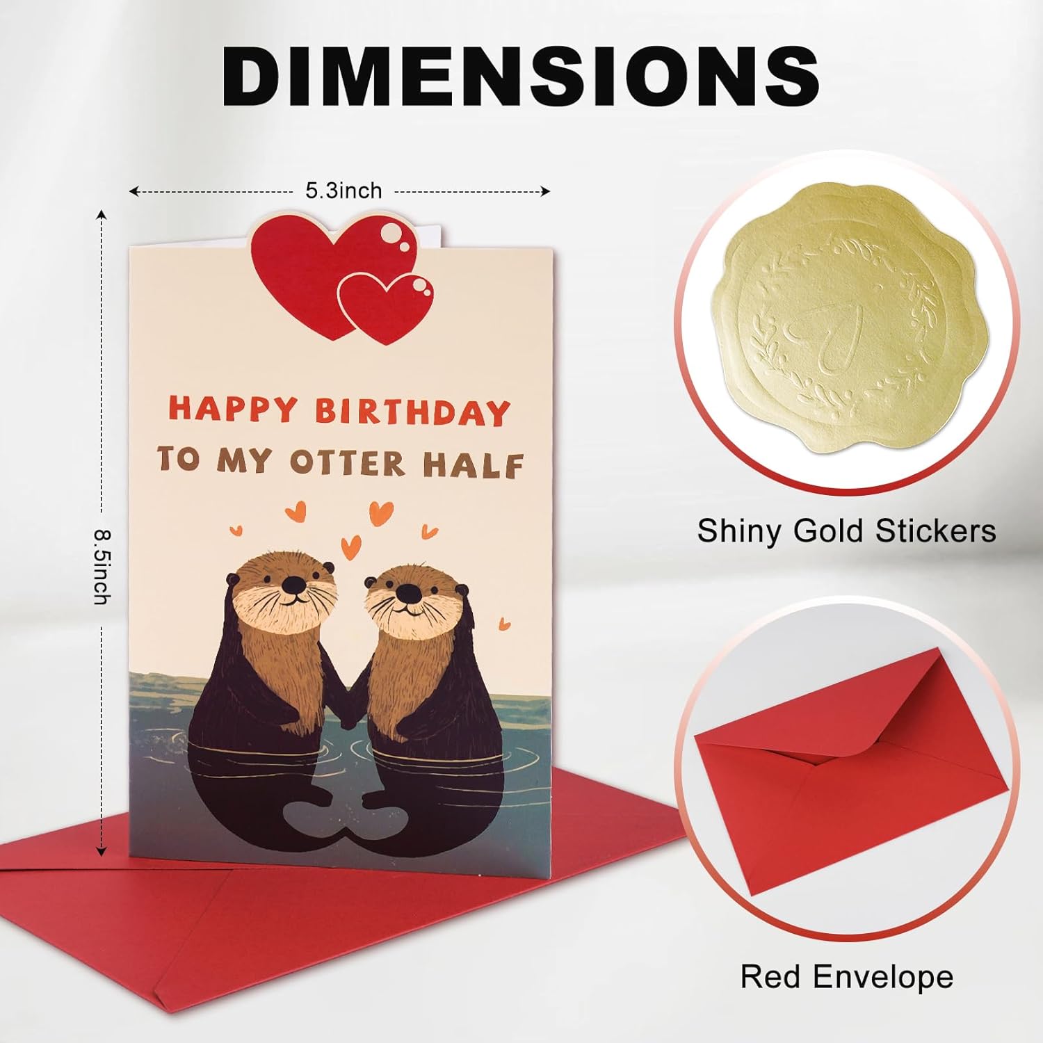 Happy Birthday Gifts Cards For Husband Wife Fiance Boyfriend Girlfriend, Funny Birthday Card With Stickers For Men Women Him Her, Cute Otter Gifts