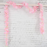 10 Pack 6.5 Feet / 78 Inch Wisteria Artificial Fake Hanging Flowers Silk Vine Ratta Plants Leaf Garland For Home Wedding Party Garden Outdoor Greenery Wall Decoration Pink