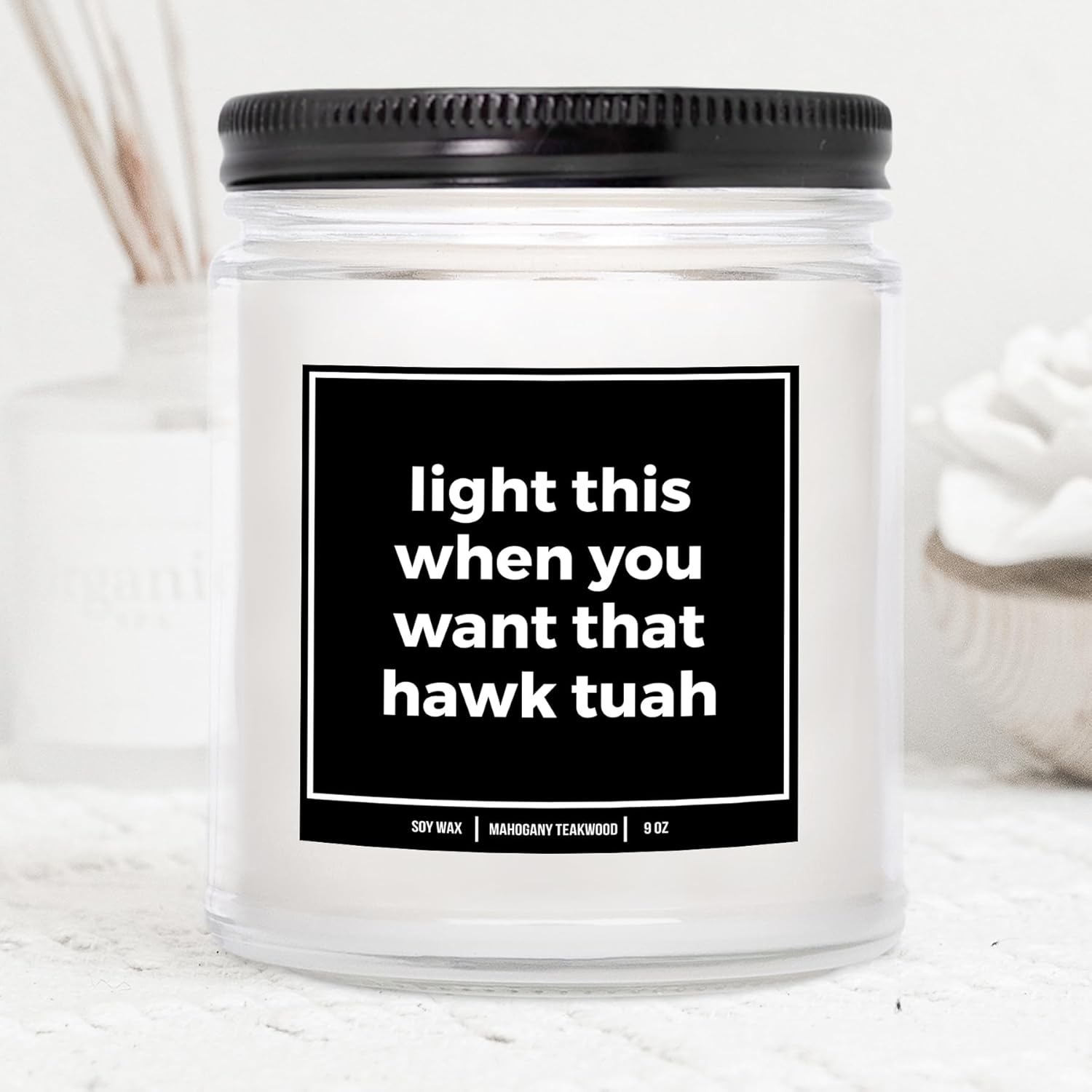 You Nique Designs Funny Candles For Men, Hawk Tuah Candle Gift For Husband, Boyfriend, Him 9Oz, Husband Anniversary From Wife, Naughty Gifts For Men, Boyfriend, Sexy Gifts (Mahogany Teakwood)