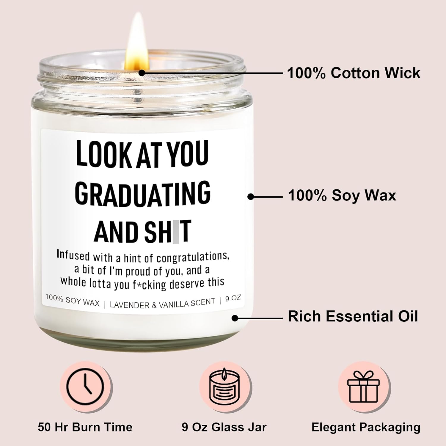 Funny Grad Candle, 2026 Graduation Gifts For Her, Him - College, High School, Masters Degree, Phd, Law School, Nursing & Nurse Graduation Gifts For Women, Men - 9 Oz