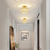 9 Inch Gold Crystal Semi Flush Mount Ceiling Light Modern Fixture