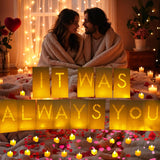 Valentine'S Day Decorations-It Was Always You Light Up Letters Luminary Bags, Special Night Romantic Decoration With Bright Led Candles And Fake Rose Petals, Happy Anniversary, Proposal Decoration