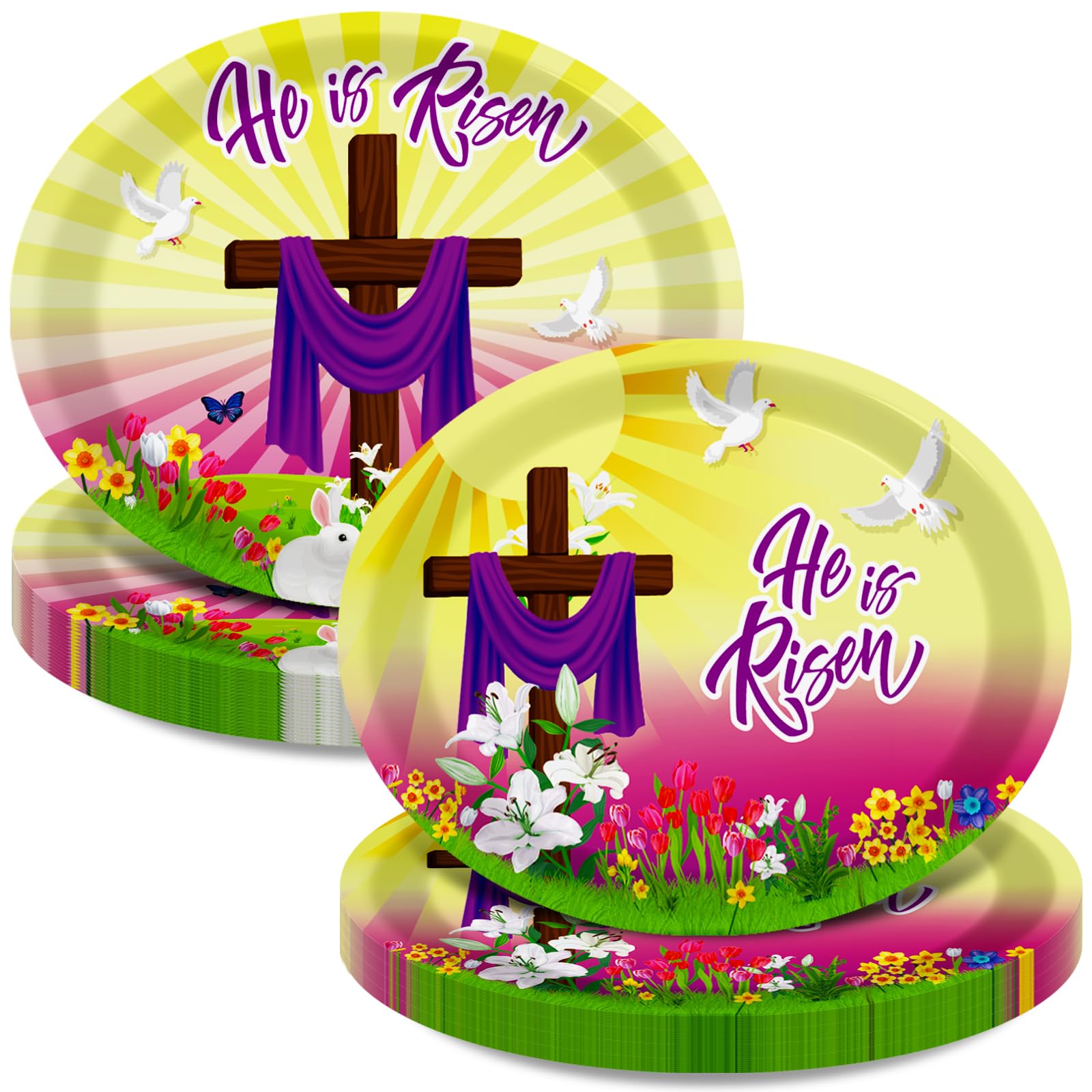 50 Count Easter He is Risen Oval Paper Plates