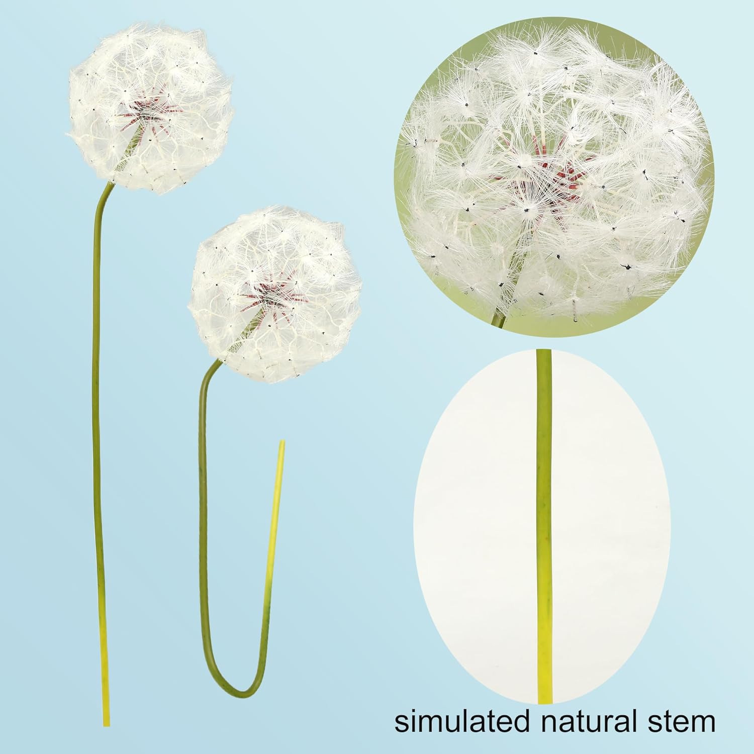 Giant Artificial Dandelion Flower Fake Dandelion Decor For Home (2 Pcs) (White)