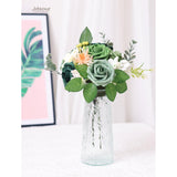 25Pcs Artificial Flower?Real Looking Foam Roses W/Stem For Diy Wedding Bouquets Centerpieces Bridal Shower Party Decor-Shades Of Army Green