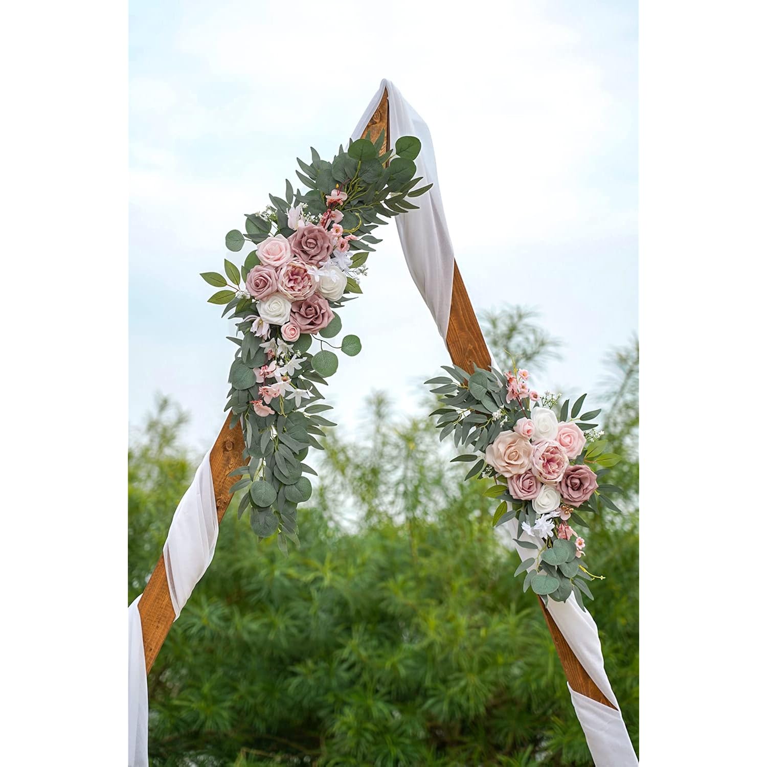 Small Wedding Arch Flowers (Pack Of 2), Artificial Dusty Rose Flowers For Wedding Welcome Signs Decorations And Arch Flower For Wedding Ceremony Reception (Dusty Rose & Blush)