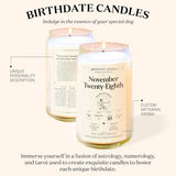 Birthdate Candles, November 28 - Sagittarius Zodiac Scented Candles Birthday Gift - Rose, Neroli & Water Lily Scent - All-Natural Soy & Coconut Wax, 60-80 Hour Burn Time - Made In Usa
