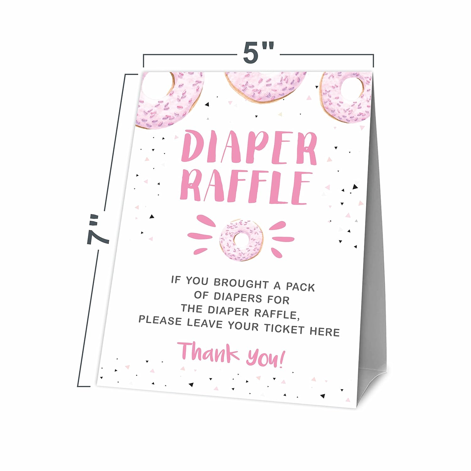 Baby Shower Games, 1 Diaper Raffle Standing Sign With 50 Diaper Raffle Tickets, Donut Love Theme Babyshower Party Decorations And Supplies For Boys Or Girls(Lblk-C01)
