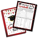 30 Players Who Knows The Graduate Best Graduation Party Games, Class Of 2025 Grad Game, Cool Graduation Party Favor Supplies Ideas For High College Senior School Party Decorations Black Red B