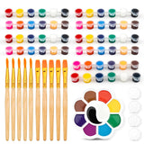 Acrylic Paint Set For Kids, 12 Colors Washable Paints With 5 Drawing Trays&10 Wooden Paintbrushes, Mini Watercolor Paint Kit For Adults, Valentine Easter Christmas Art Craft Kit Gifts, 5 Set