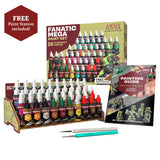 , Warpaints Fanatic Mega Set Combo, 50 X 18 Ml Acrylic Paints Incl. Skin Tones, Metallics, Effects, Washes, 1 Free Paint Station & 2 Brushes - Model Paint For Warhammer & Dnd
