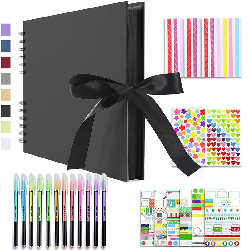 Scrapbook Photo Album Diy Set With Stickers And Colorful Pens Hardcover Pictur