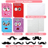 Valentine’S Cards With Funny Mustaches And Envelopes For Kids Classroom Party Favors 28 Pack