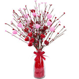 Valentine’S Day Gifts, Artificial Red Berry Flower Stems Heart Shaped Berry Picks 4 Pcs For Valentine’S Day, Mother’S Day Chrismas, Wedding, Propose(No Vase)