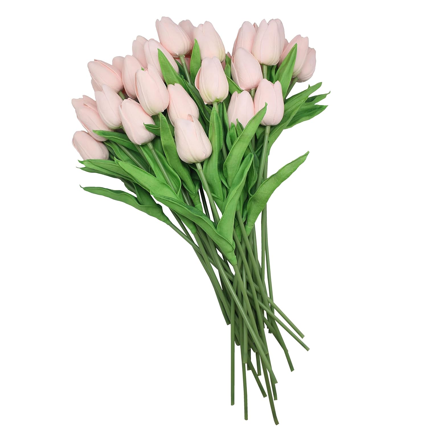 Artificial Flowers 10 Heads Mini Real Touch Artificial Tulip For Home Wedding Party Centerpiece Decoration (Light Pink)